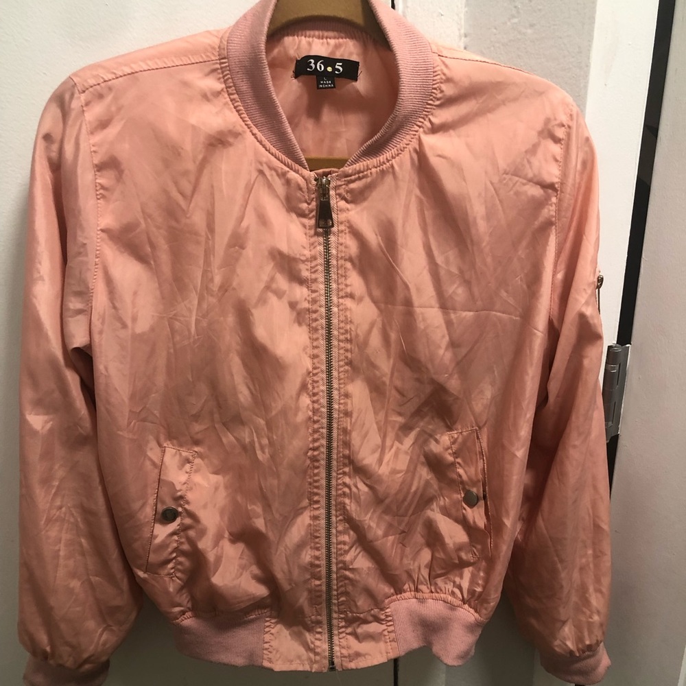 Blush pink bomber jacket